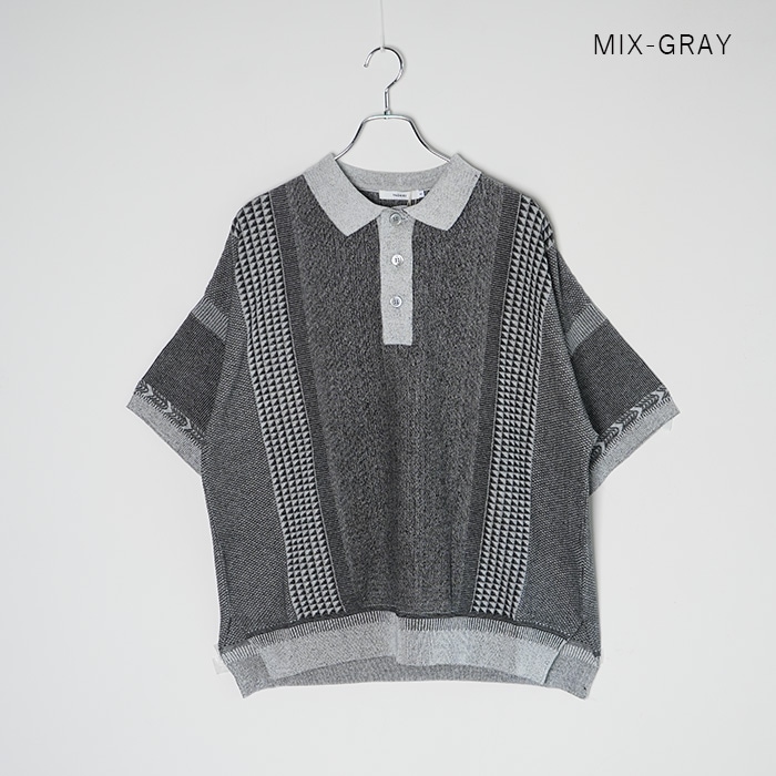 10%OFF】(ysk-26ss-kn11) YASHIKI(ヤシキ) / Aotsuyu Knit Polo (ア