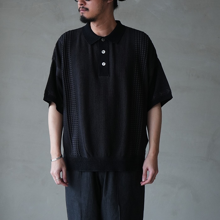 ysk-26ss-kn11) YASHIKI(ヤシキ) / Aotsuyu Knit Polo (アオツユ