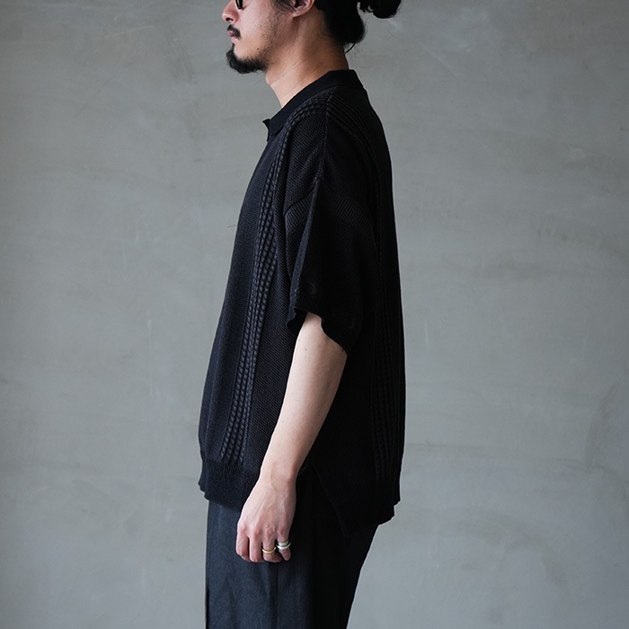 新品 YASHIKI【26SS】Aotsuyu Knit Polo(BLACK) YASHIKI - 【26SS】Aotsuyu Knit Polo(BLACK) | Salty