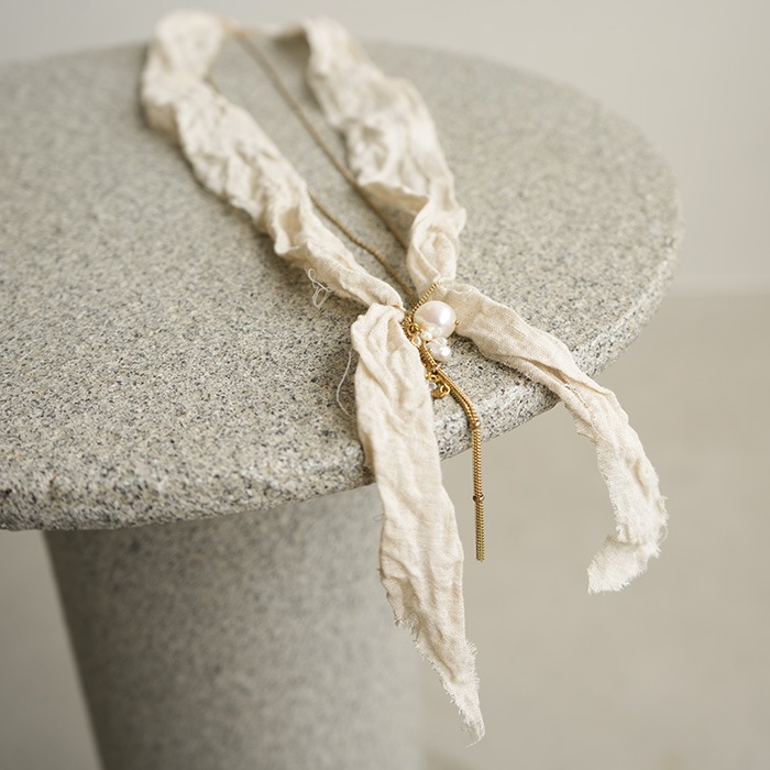 ブラスブラム Vlas Blomme　コルトレイクリネン レース ネックレス 31404046) / Vlas Blomme (ヴラスブラム) / Stone Button Ribbon