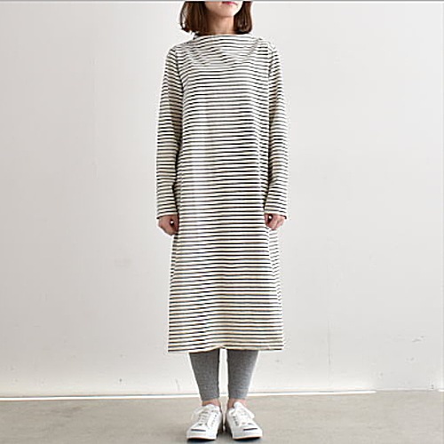 Nis 875 Cottonn Nisica ニシカ コットンボーダーガンジーネックワンピース メール便対象外 Nisica Woody House Lbr