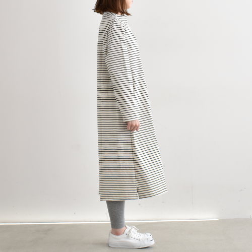 Nis 875 Cottonn Nisica ニシカ コットンボーダーガンジーネックワンピース メール便対象外 Nisica Woody House Lbr