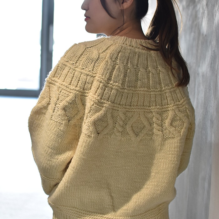 バトナー　アランセーター　シェットランドウール　クルーネック アラン柄クルーネックニット シェットランドウール3G | ニット