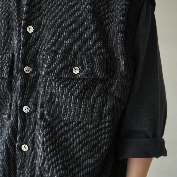 10%OFF】(ysk-26ss-kn08) YASHIKI(ヤシキ) / Haoto Collar Vest