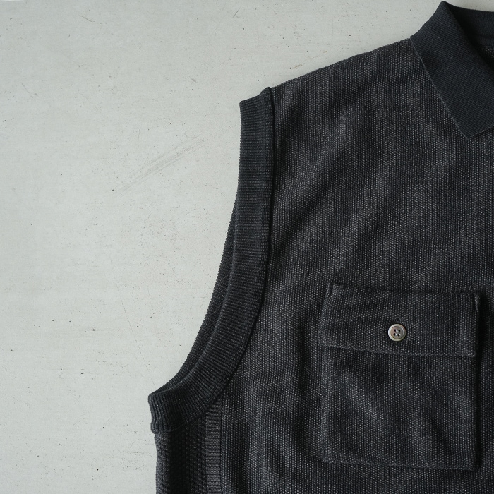 10%OFF】(ysk-26ss-kn08) YASHIKI(ヤシキ) / Haoto Collar Vest