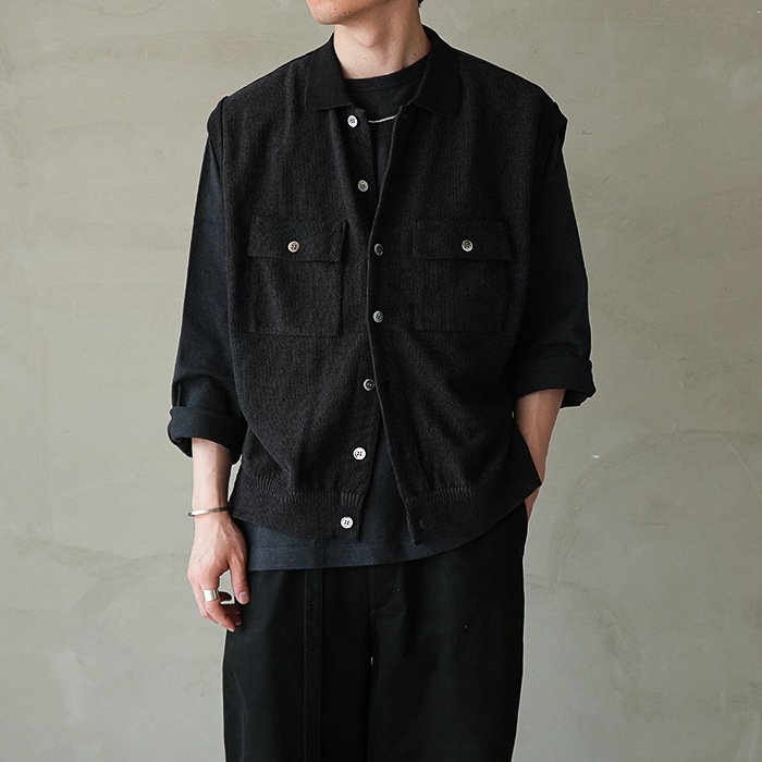10%OFF】(ysk-26ss-kn08) YASHIKI(ヤシキ) / Haoto Collar Vest