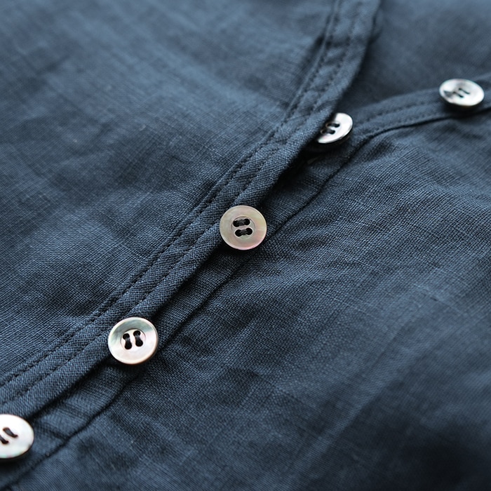 Vlas Blomme Light Linen ボタニカルダイリネンドレス紺 - メルカリ