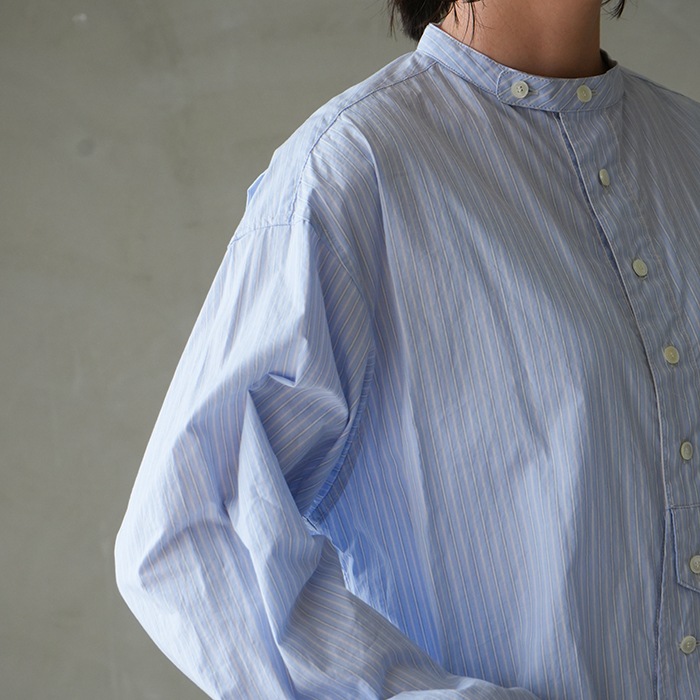 Vlas blommeヴラスブラム ストライプ リネンシャツワンピース