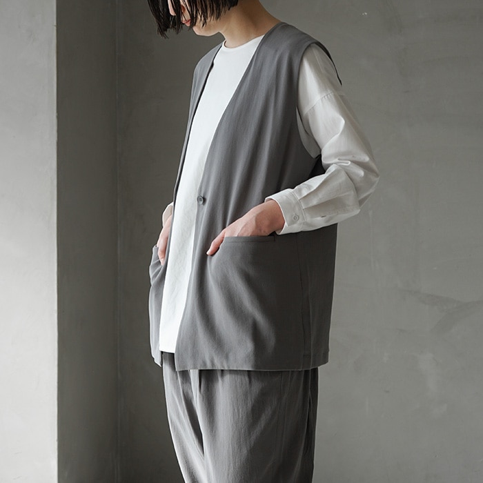 ▽（e241t075）/ evam eva(エヴァムエヴァ) /cotton vest(コットン
