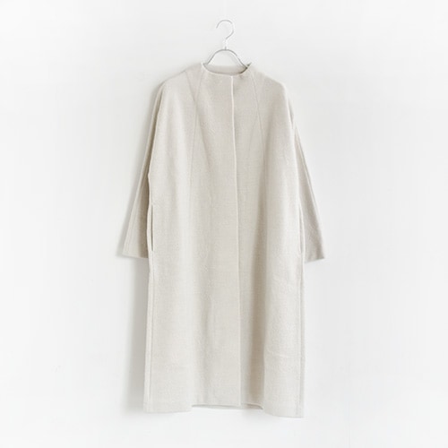 evam eva ウールカシミヤロングコート evam eva エヴァムエヴァ プレスウール ノーカラー ロング