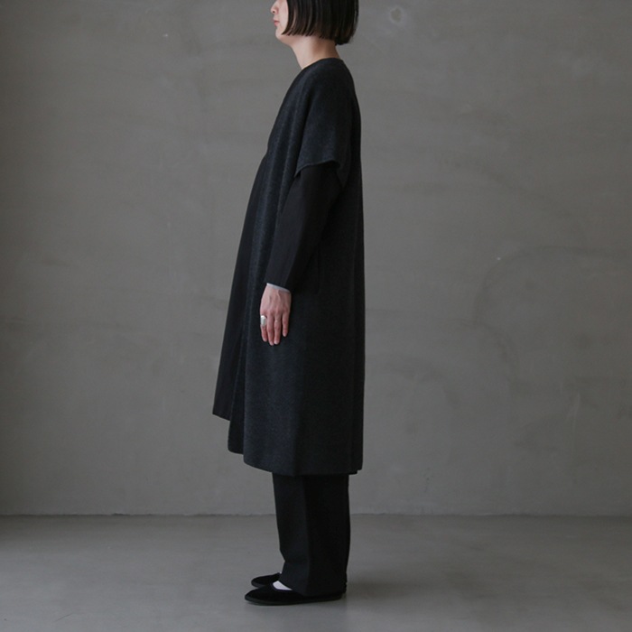 evam eva◎ニット ロングベスト ジレ リネン ウールブレンド お洒落 ◎☆（e233k164） / evam eva(エヴァムエヴァ) /wool aze long