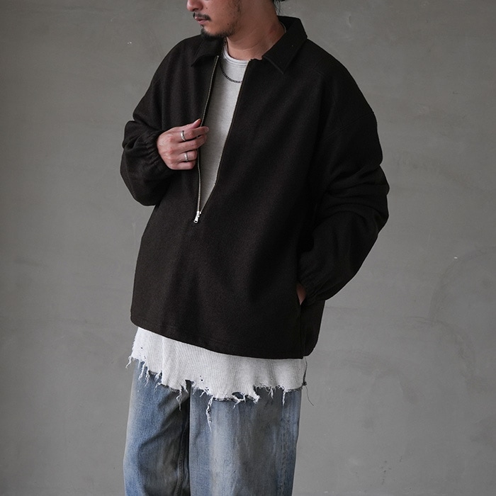 anc-sh45-b) / ANCELLM (アンセルム) / WOOL PULL OVER SHIRT