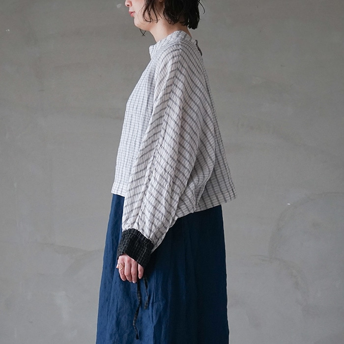 【tomtom様】ヴラスブラム チェック ショール カーディガン リネン混 vlas blommeヴラスブラム チェック ショール カーディガン リネン混