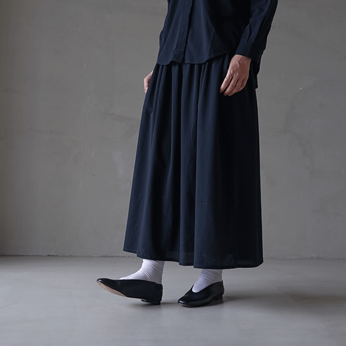 evam eva　コットン　シャーリングスカート　アイボリー evam eva cotton wrap skirt | エヴァムエヴァ コットンラップスカート