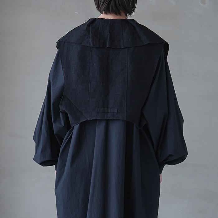 vlas blomme Washed Light Linen ロングドレープジレ- poooL