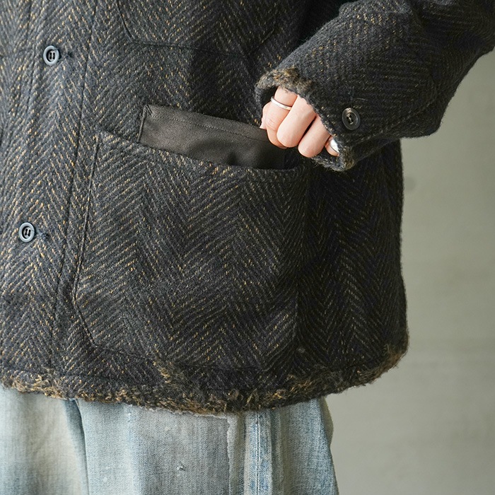 ANCELLM アンセルム　HERRINGBONE OVER VEST サイズ2 ANCELLM HERRINGBONE OVER VEST (BLACK) - メルカリ