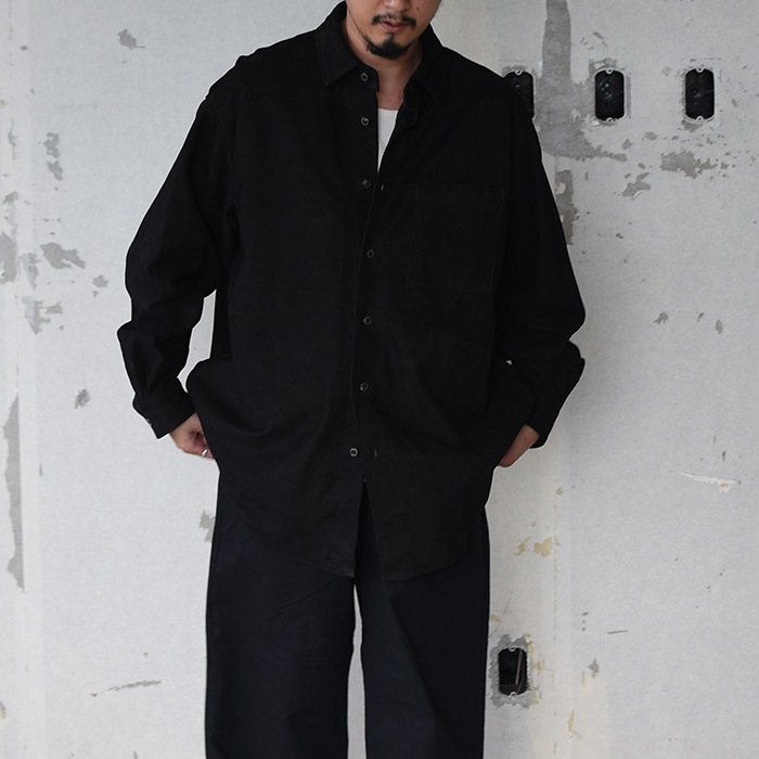 ys-24aw-10) YOKOSAKAMOTO(ヨーコサカモト) /LEATHER BIG SHIRT(レザー