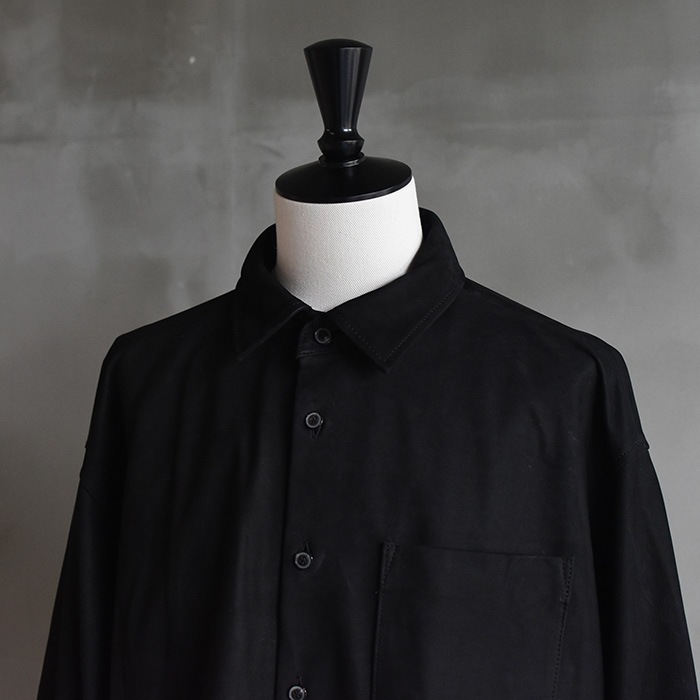 ys-24aw-10) YOKOSAKAMOTO(ヨーコサカモト) /LEATHER BIG SHIRT(レザー