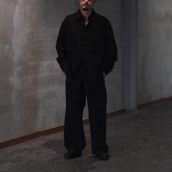 ys-24aw-10) YOKOSAKAMOTO(ヨーコサカモト) /LEATHER BIG SHIRT(レザー