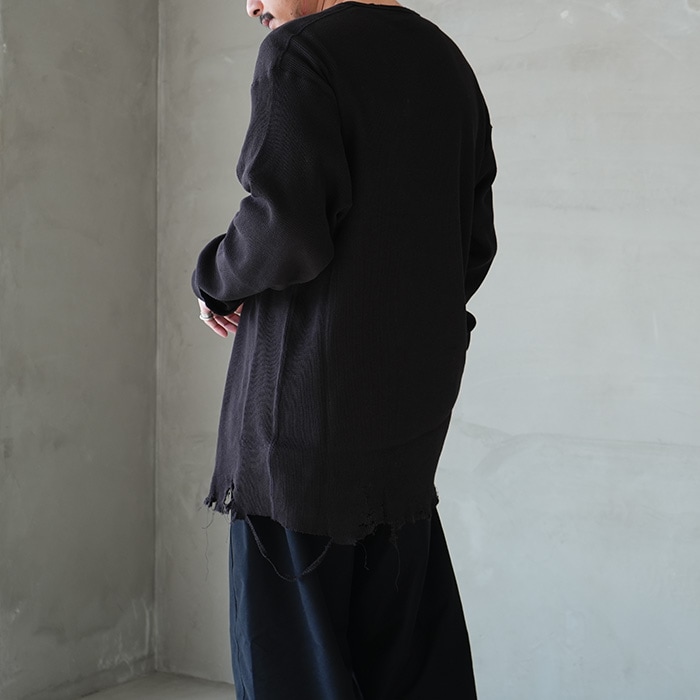anc-std-ct03) / ANCELLM (アンセルム) / DAMAGE WAFFLE CREW LS T