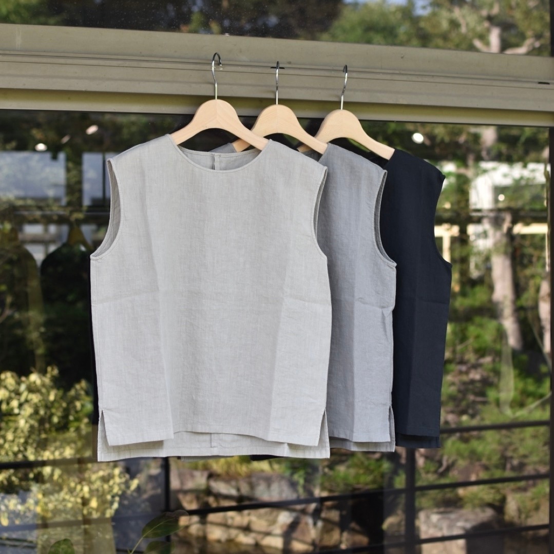 e263t006) / evam eva (エヴァムエヴァ) / water linen sleeveless