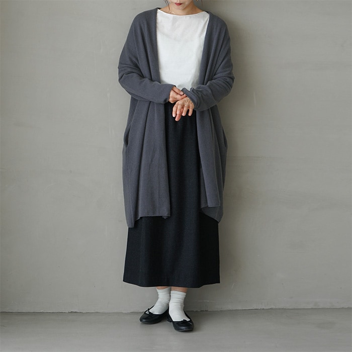 evam eva カシミヤローブ グレー 日本製 e213k133) / evam eva(エヴァムエヴァ) / cashmere robe