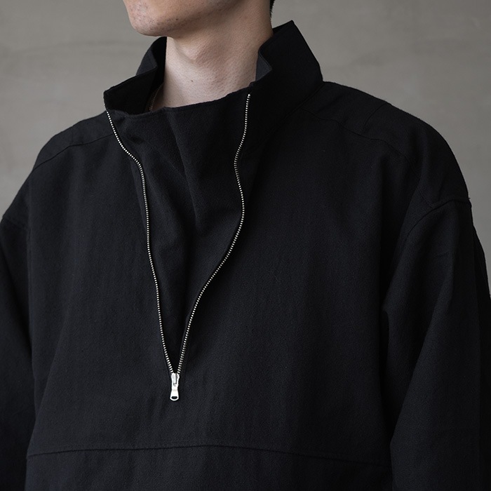 anc-sh72) / ANCELLM (アンセルム) / WOOL HALF ZIP PULL OVER SHIRT