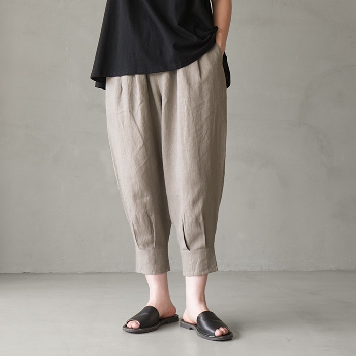 e263t011) / evam eva (エヴァムエヴァ) / water linen hem tuck pants