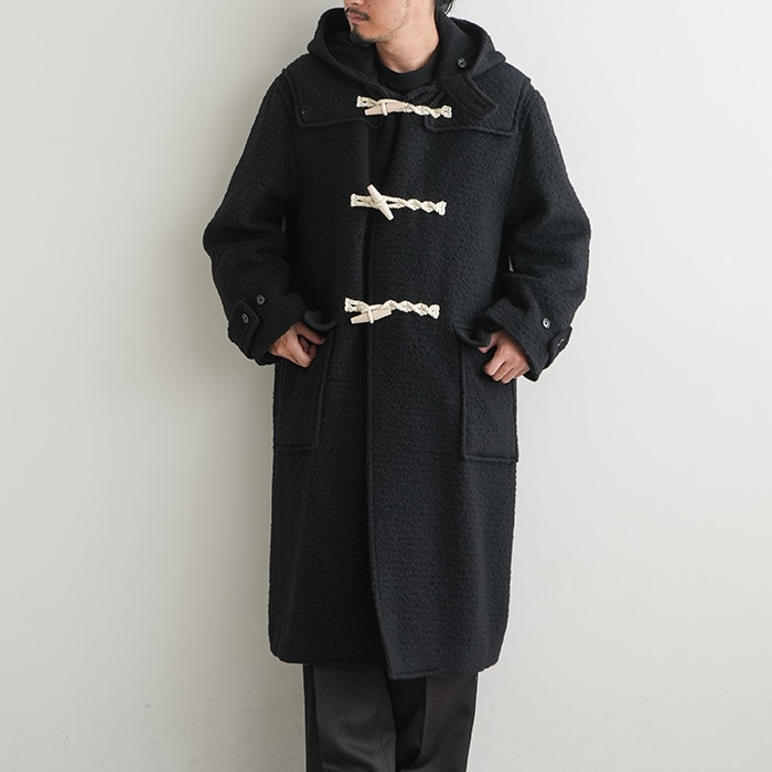 PEONY COAT ブラック ダッフルコート 裏地チェックブラウンダッフルコート | CUSTOM FEVER