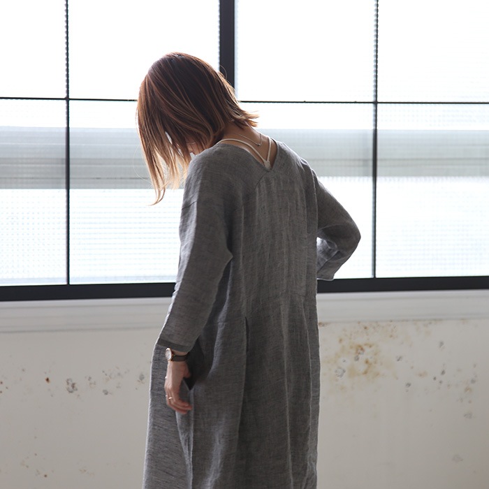 evam eva リネン ニット 裾グラデ ロングワンピース