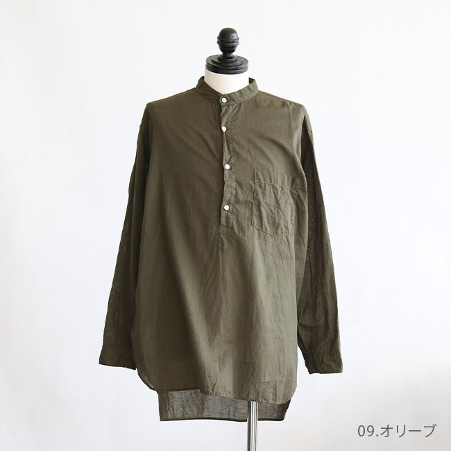 美品 RINEN リネン 製品染めコットンボイルガーゼノーカラー