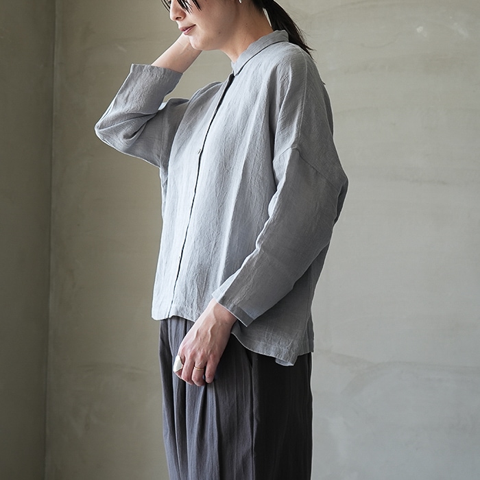 ▽(e261t205) / evam eva (エヴァムエヴァ) / linen wide shirt(リネン