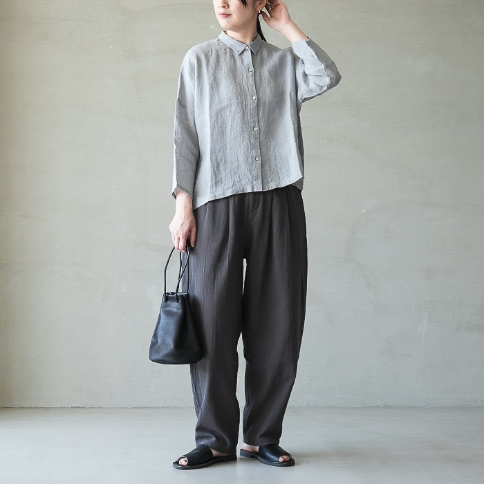 e261t205) / evam eva (エヴァムエヴァ) / linen wide shirt(リネン