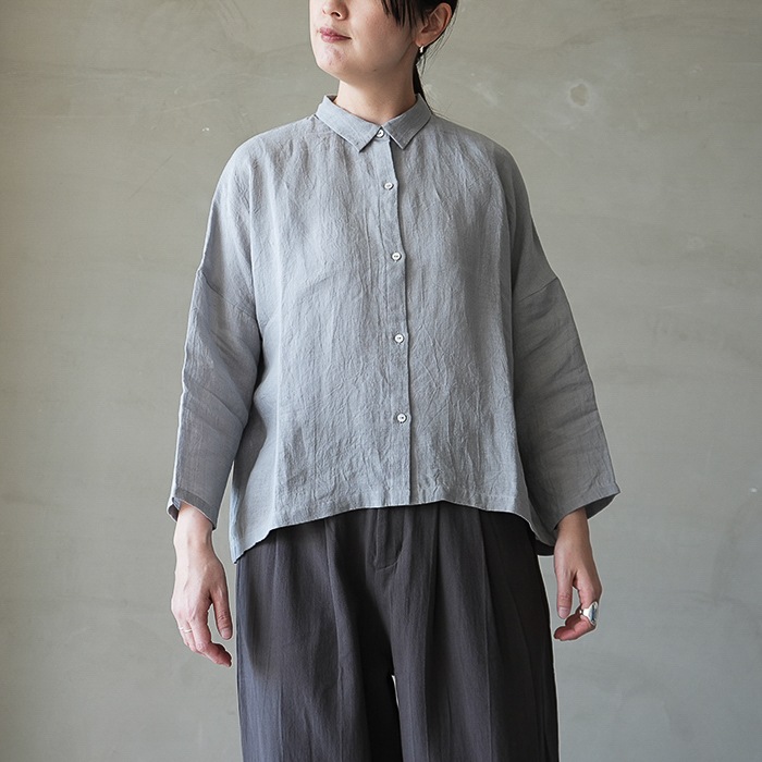 e261t205) / evam eva (エヴァムエヴァ) / linen wide shirt(リネン