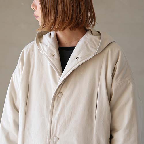 エバムエバ evam eva 中綿入りコート evam eva linen padding coat 中綿 ノーカラーコート