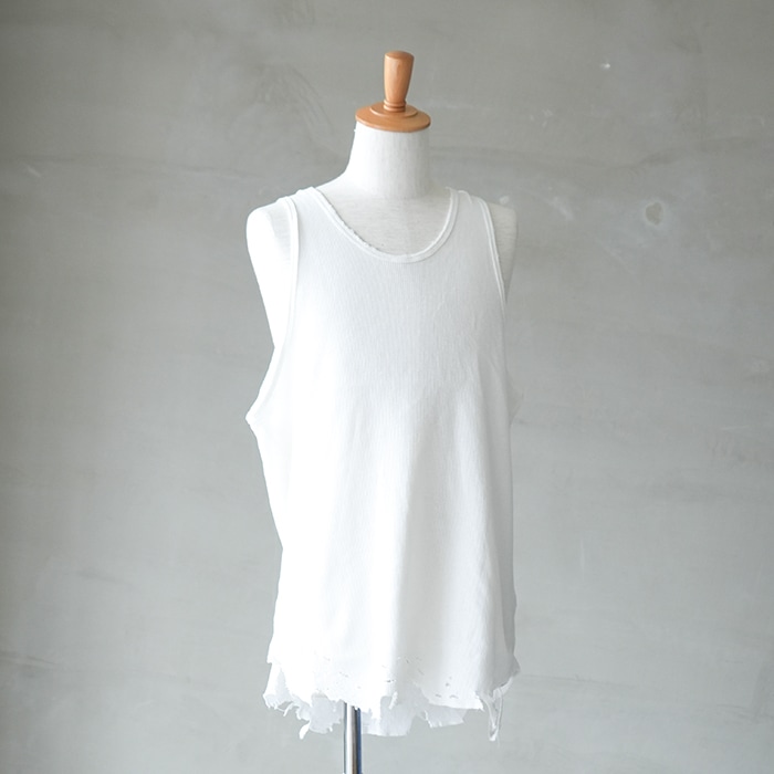 anc-ct105) / ANCELLM (アンセルム) /DAMAGE WAFFLE TANK TOP