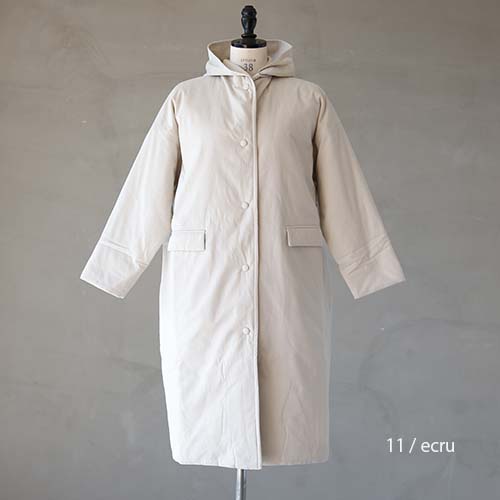 e213t166) / evam eva(エヴァムエヴァ) /padding hooded long coat