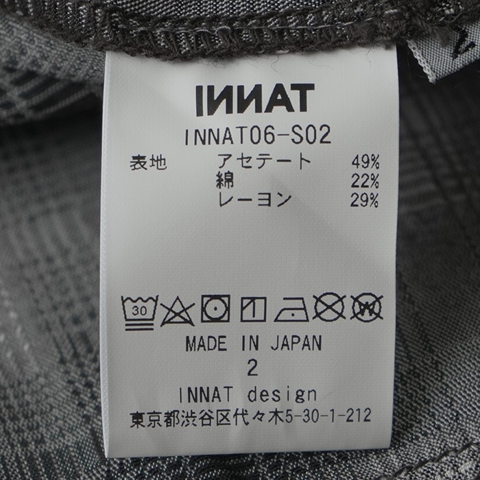 INNAT インアット ライナーベスト size 3 日本製 スミクロ 30%OFF】(innat06-s02)/INNAT(インアット) /GARMENT-DYED CHECKED