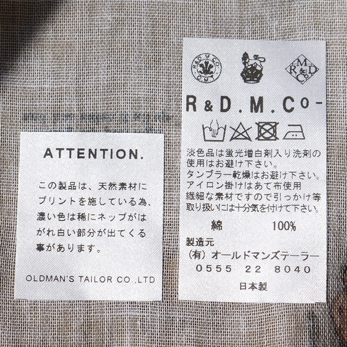 7223）/ R&D.M.Co-/OLDMANS TAILOR(アールアンドディーエムコー