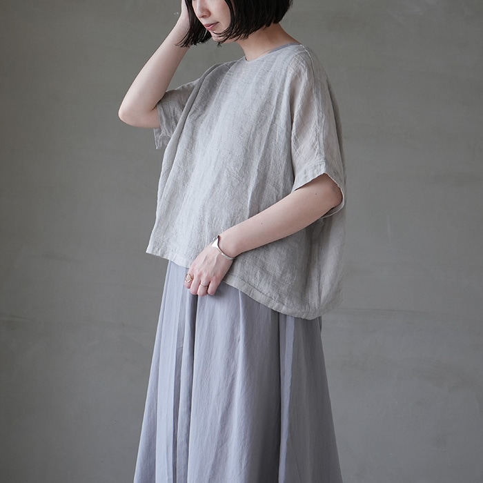 evam eva エヴァムエヴァ リネン コットン プルオーバー ロング シャツ