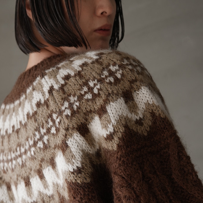 極美品★バトナー×ロク アルパカ モヘヤ ノルディッククルーネックプルオーバー 極美品☆バトナー×ロク アルパカ モヘヤ ノルディッククルーネックプル