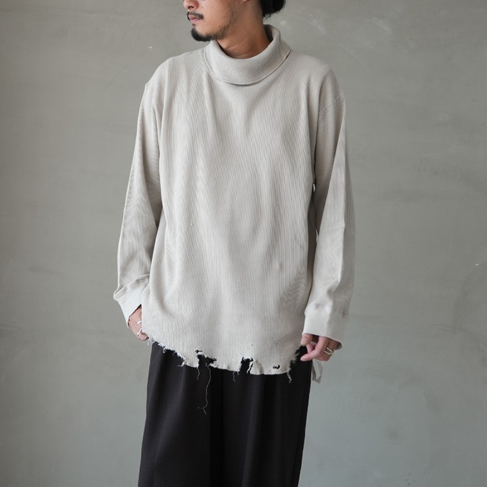 anc-ct135) / ANCELLM (アンセルム) / DAMAGE WAFFLE HI-NECK LS