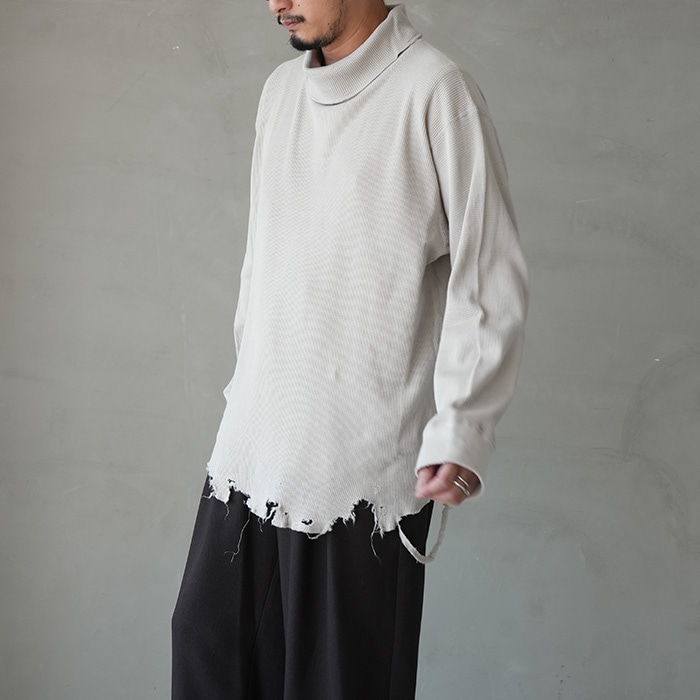 anc-ct135) / ANCELLM (アンセルム) / DAMAGE WAFFLE HI-NECK LS