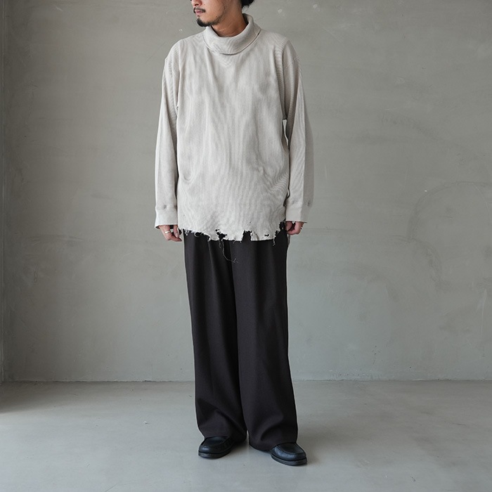 ancellm ダメージ ワッフル タートルネック カットソー size1 ANCELLM | アンセルム DAMAGE HEAVY WAFFLE OVERSIZED LS T