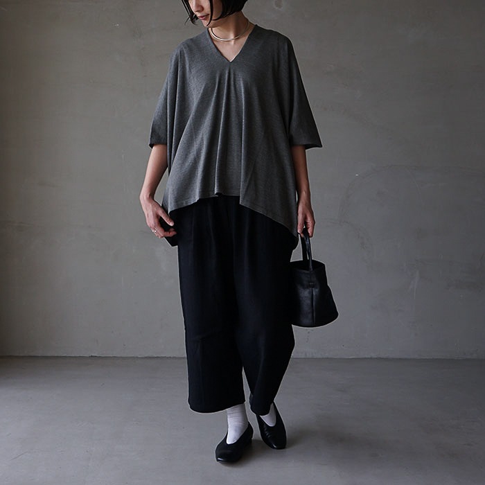 evam eva エヴァムエヴァ high gauge V neck PO コットンカシミヤ 
