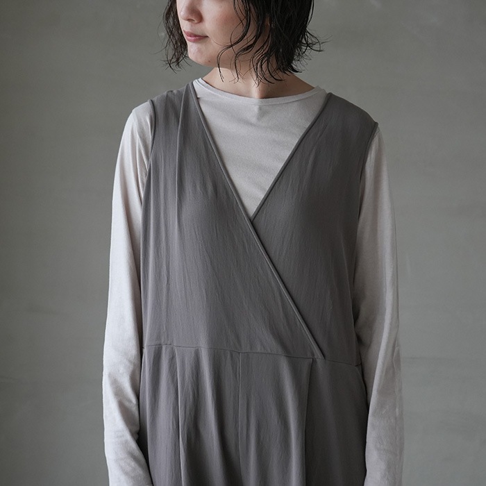 evam eva エヴァムエヴァ コットンオールインワン グレージュ ◎☆(e231t104) / evam eva (エヴァムエヴァ) /cotton all-in
