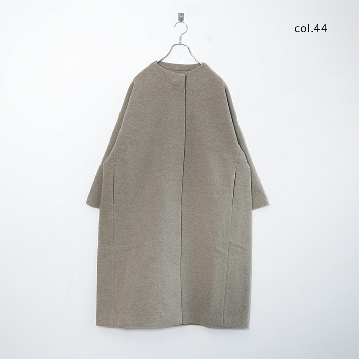 evam eva エヴァム エヴァ プレスウールロングコート アイボリー evam