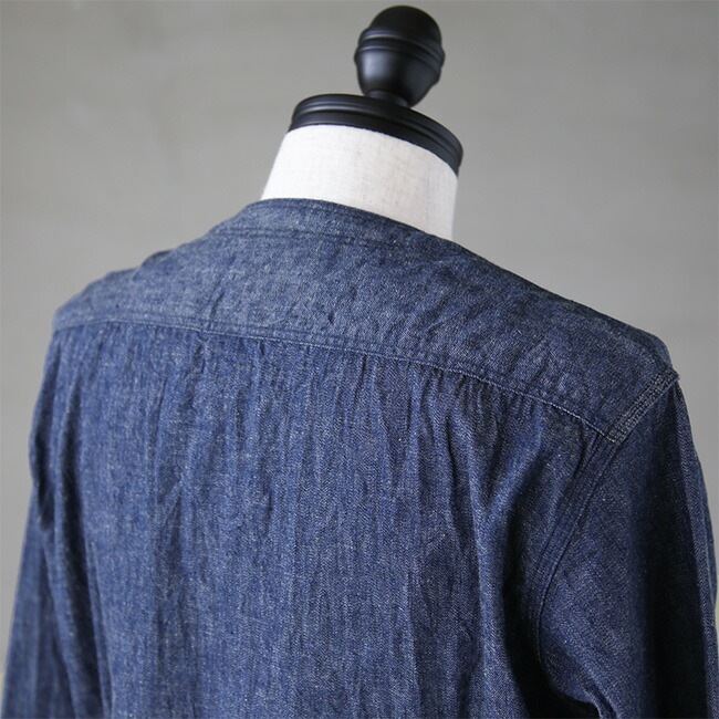 orSlow オアスロウ ノーカラー デニム シャツ 1 メンズ ORSLOW ,NO COLLAR DENIM SHIRT. | andPheb Staff Blog