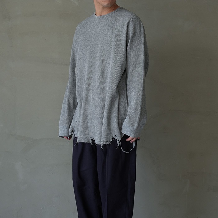 アンセルム ダメージワッフルクルーネックロングスリーブティーシャツ １ ANCELLM（アンセルム） 2023SS 23SS DAMAGE WAFFLE CREW LS T