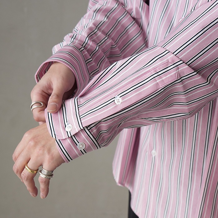 km26s-024）/ KANEMASA(カネマサ) / 46G Stripe Atmosphere Shirt(46G